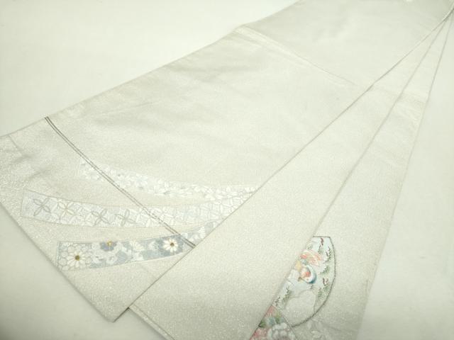 平和屋着物▼中国三大刺繍 相良刺繍 綴れ 太鼓柄袋帯 地紙御所車花鳥文 金銀糸 正絹 逸品 DABH9074ps