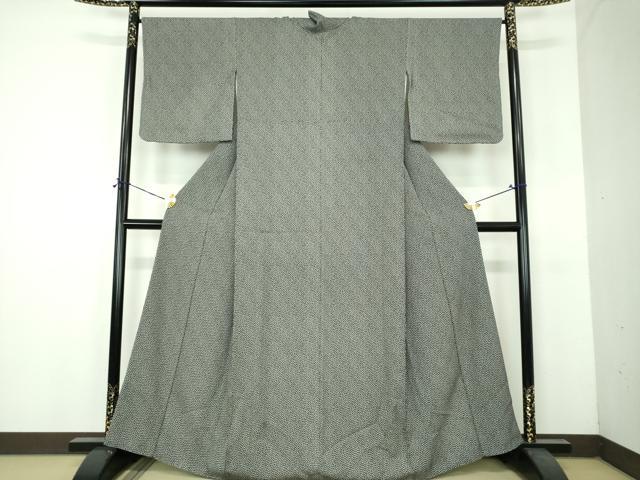 平和屋着物●染色作家 斉藤三才 小紋 小花文 黒地 正絹 逸品 DABH9084ps