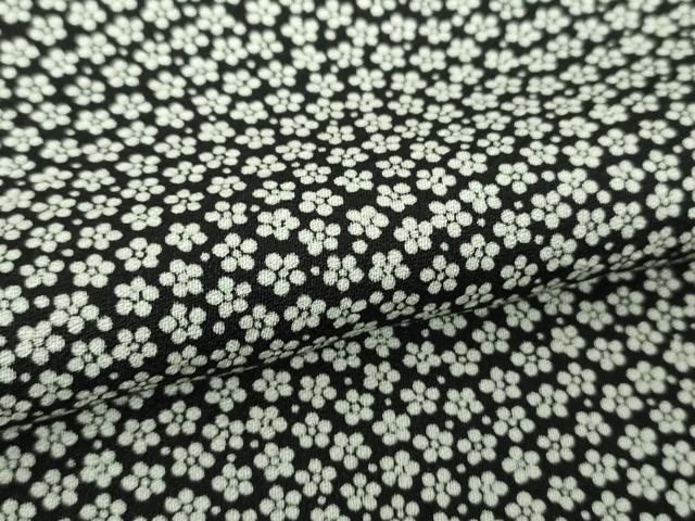 平和屋着物●染色作家 斉藤三才 小紋 小花文 黒地 正絹 逸品 DABH9084ps