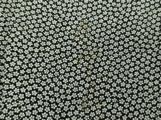 平和屋着物●染色作家 斉藤三才 小紋 小花文 黒地 正絹 逸品 DABH9084ps