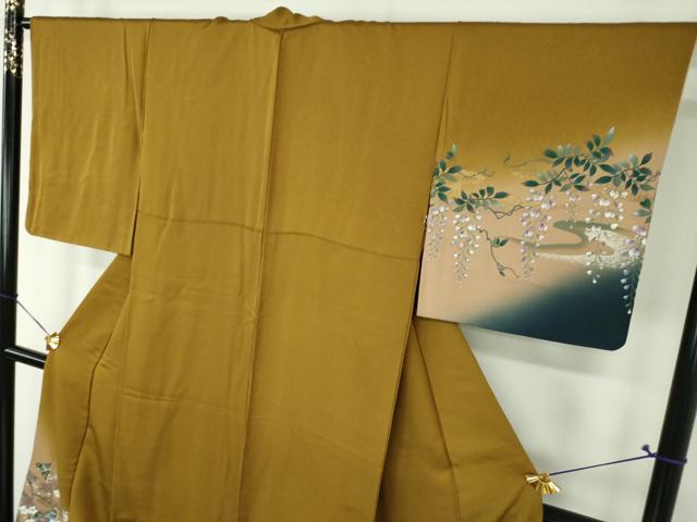 平和屋着物●英王室献上友禅作家 木下勝功 訪問着 手描き 花鳥文 暈し染め 金銀彩 正絹 逸品 DABH9086ps