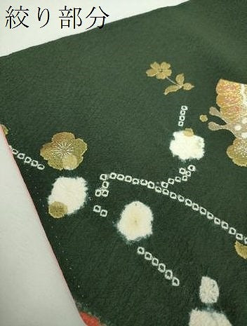平和屋着物●訪問着 絞り 枝垂れ桜 短冊舞蝶花文 金銀彩 正絹 逸品 DABH9103ps