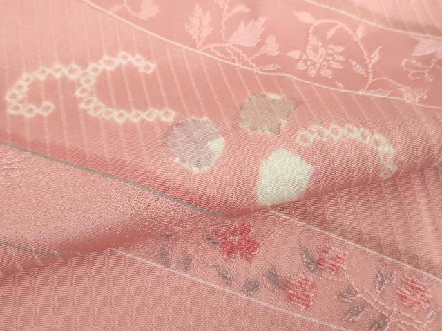 平和屋着物●上質な小紋 絞り 地紋起こし 更紗花唐草文 正絹 逸品 DABH9116ps