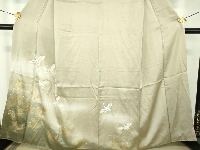 平和屋着物●訪問着 飛鶴流水松文 暈し染め 金彩 正絹 逸品 DABH9117ps