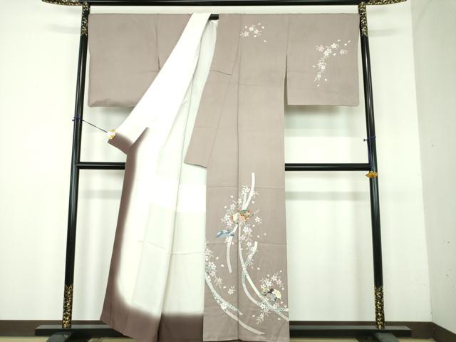 平和屋着物●訪問着 枝垂れ桜 櫛 金彩 正絹 逸品 DABH9118ps