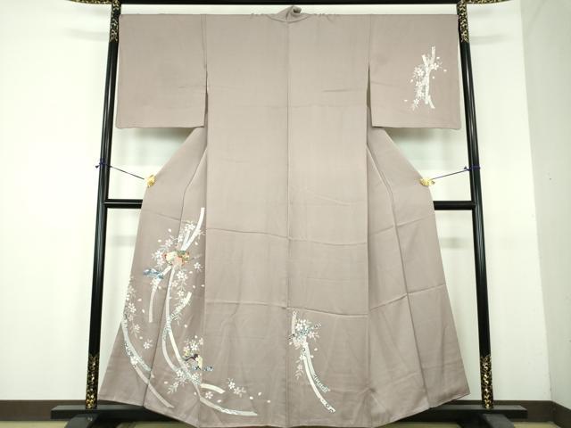 平和屋着物●訪問着 枝垂れ桜 櫛 金彩 正絹 逸品 DABH9118ps