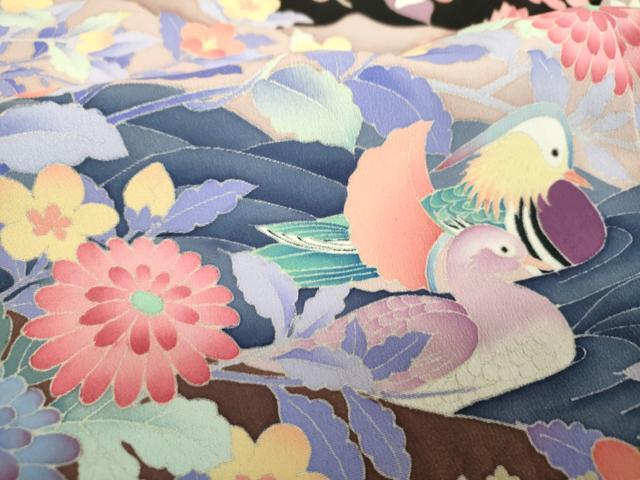 平和屋着物●豪華黒留袖 友禅 作家物 花鳥風景 正絹 逸品 DABH9132ps