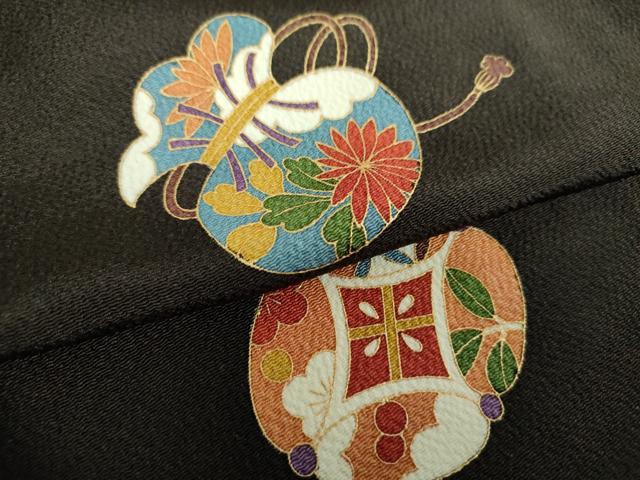平和屋着物●上質な小紋 宝尽くし 鬼しぼ縮緬 金彩 正絹 逸品 DABH9135ps