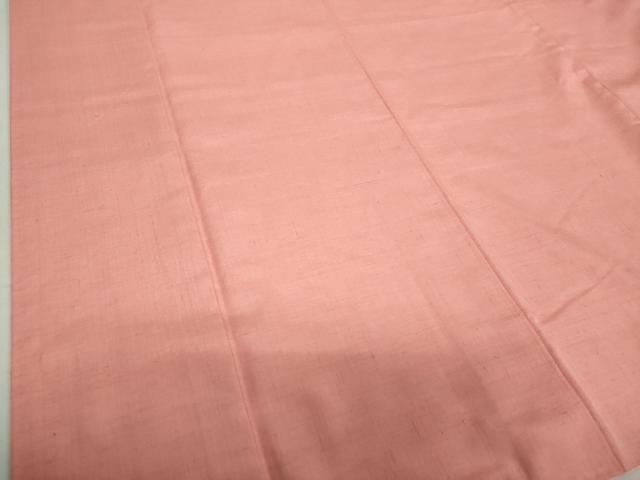 平和屋着物●結城紬 色無地 珊瑚色 正絹 逸品 DABH9137ps
