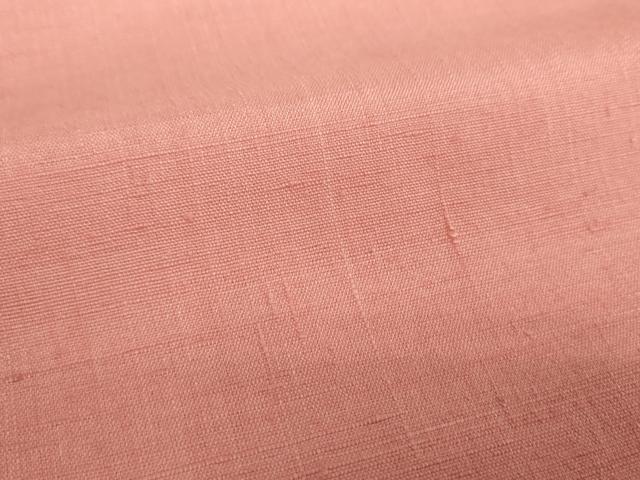 平和屋着物●結城紬 色無地 珊瑚色 正絹 逸品 DABH9137ps