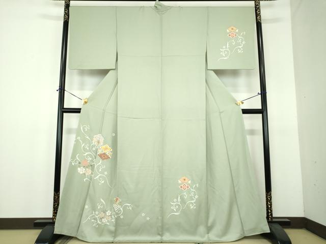 平和屋着物●訪問着 駒刺繍 亀甲花文 金彩 正絹 逸品 DABH9138ps