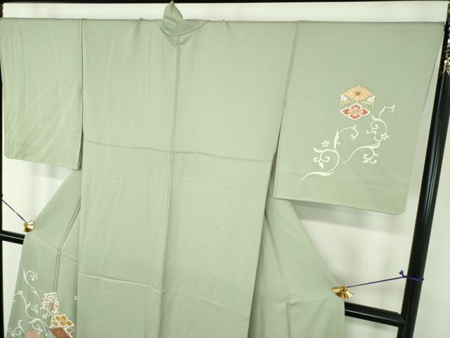 平和屋着物●訪問着 駒刺繍 亀甲花文 金彩 正絹 逸品 DABH9138ps