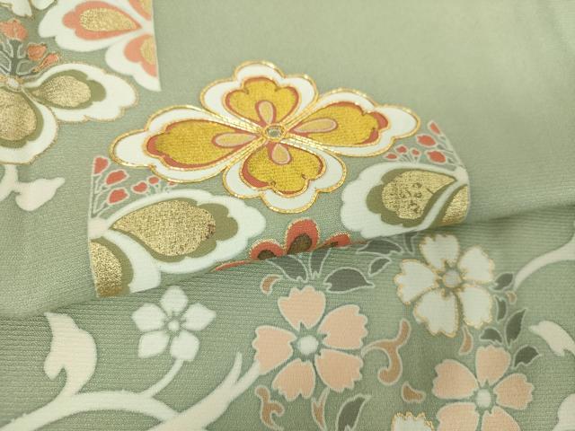 平和屋着物●訪問着 駒刺繍 亀甲花文 金彩 正絹 逸品 DABH9138ps