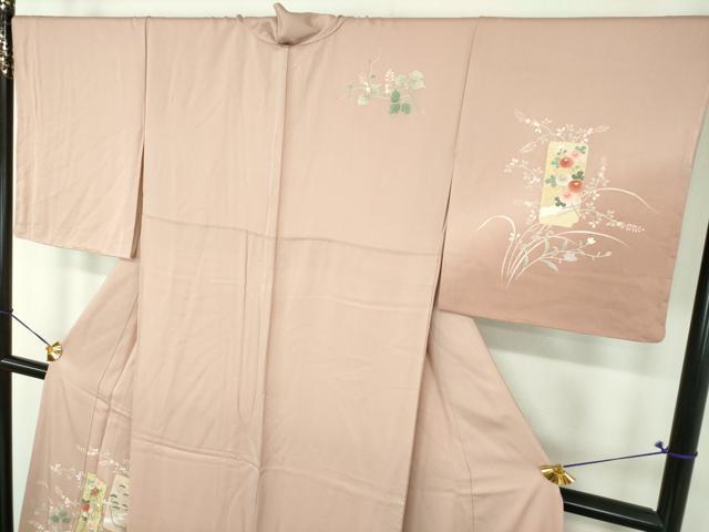 平和屋着物●訪問着 駒刺繍 短冊花文 金彩 正絹 逸品 DABH9139ps