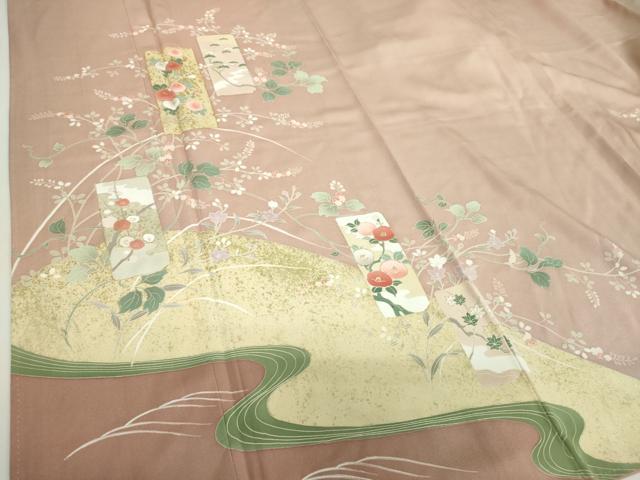 平和屋着物●訪問着 駒刺繍 短冊花文 金彩 正絹 逸品 DABH9139ps
