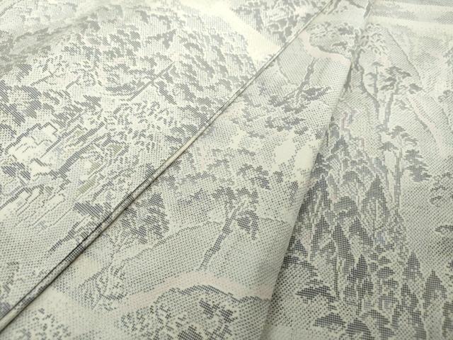 平和屋着物●本場大島紬 白大島 9マルキ 樹林風景 正絹 逸品 DABH9142ps