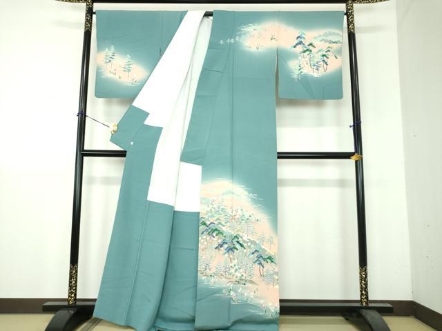 平和屋着物●訪問着 友禅 作家物 風景花文 暈し染め 正絹 逸品 DABH9155ps