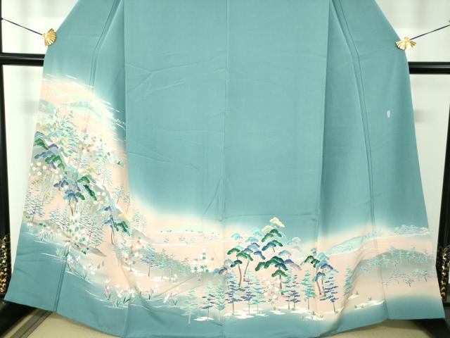 平和屋着物●訪問着 友禅 作家物 風景花文 暈し染め 正絹 逸品 DABH9155ps