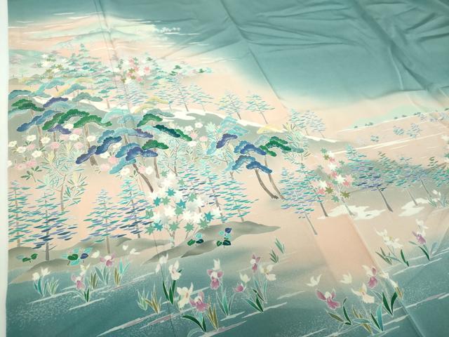 平和屋着物●訪問着 友禅 作家物 風景花文 暈し染め 正絹 逸品 DABH9155ps