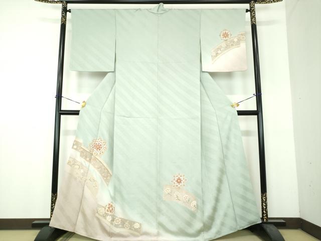 平和屋着物●中国三大刺繍 スワトウ相良刺繍 汕頭相良刺繍 総刺繍 訪問着 正倉院花文 暈し染め 正絹 逸品 DABH9157ps