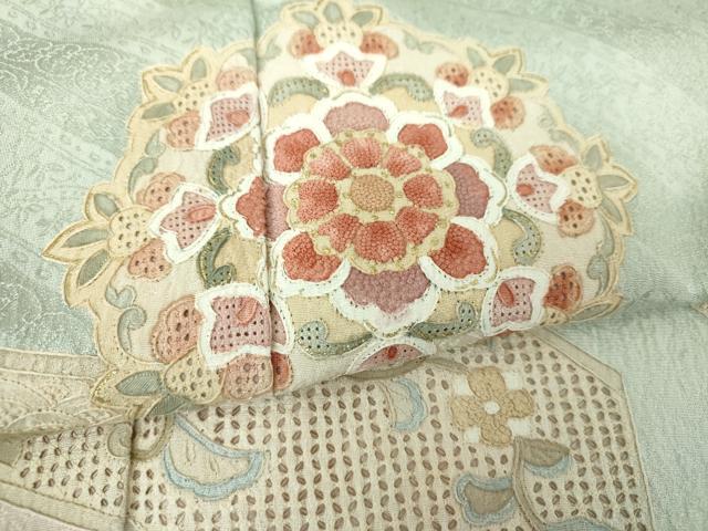 平和屋着物●中国三大刺繍 スワトウ相良刺繍 汕頭相良刺繍 総刺繍 訪問着 正倉院花文 暈し染め 正絹 逸品 DABH9157ps