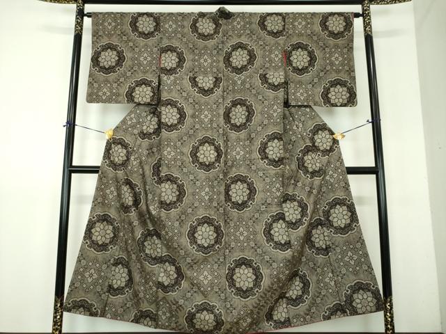 平和屋着物●アンティーク 大正ロマン 本場大島紬 龍郷絣 花丸文 正絹 逸品 DABH9158ps