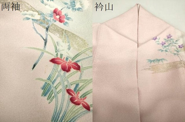 平和屋着物●豪華振袖 風景花文 暈し染め 銀通し地 正絹 逸品 DABH9164ps