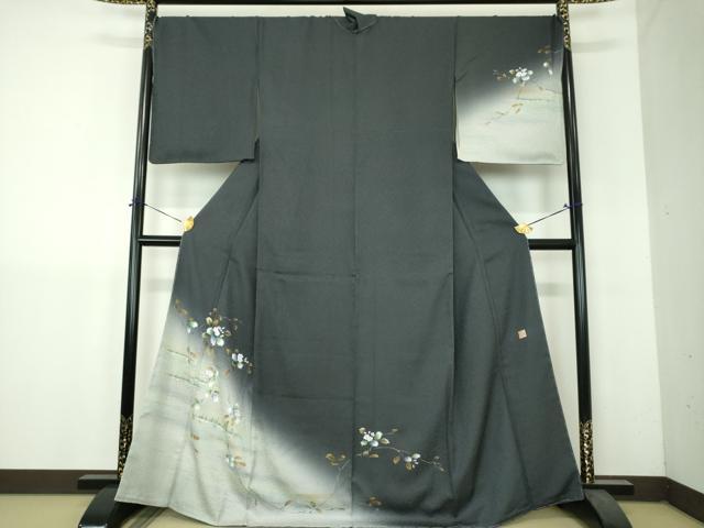 平和屋着物●和紙染染色作家・植村彩弘 訪問着 手描き 枝花文 暈し染め 金彩 やまと誂製 正絹 逸品 未使用 DABH9165ps