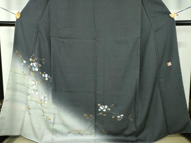 平和屋着物●和紙染染色作家・植村彩弘 訪問着 手描き 枝花文 暈し染め 金彩 やまと誂製 正絹 逸品 未使用 DABH9165ps