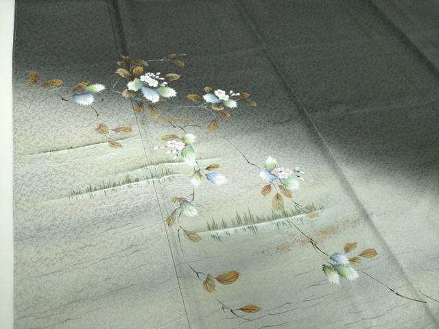 平和屋着物●和紙染染色作家・植村彩弘 訪問着 手描き 枝花文 暈し染め 金彩 やまと誂製 正絹 逸品 未使用 DABH9165ps