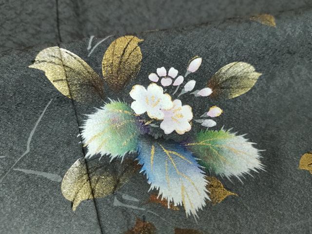 平和屋着物●和紙染染色作家・植村彩弘 訪問着 手描き 枝花文 暈し染め 金彩 やまと誂製 正絹 逸品 未使用 DABH9165ps