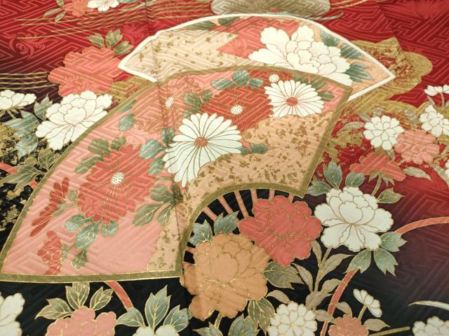 平和屋着物●豪華振袖 雲取り扇面花文 暈し染め 金彩 鈴乃屋扱い 正絹 逸品 DABH9166ps