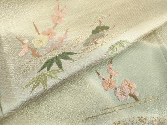 平和屋着物●訪問着 刺繍 松竹梅 暈し染め 金彩 正絹 逸品 未使用 DABH9174ps