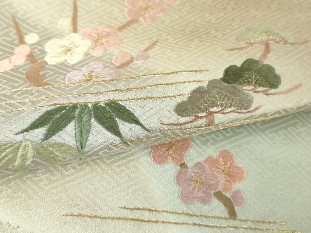 平和屋着物●訪問着 刺繍 松竹梅 暈し染め 金彩 正絹 逸品 未使用 DABH9174ps