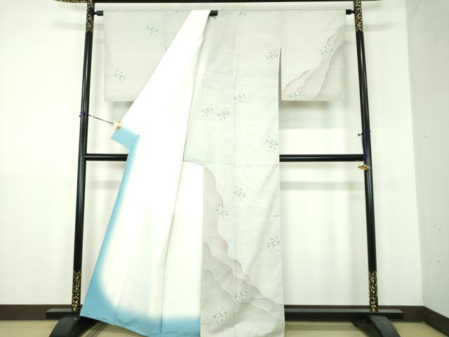 平和屋着物●訪問着 白大島 9マルキ 枝花文 正絹 逸品 DABH9180ps