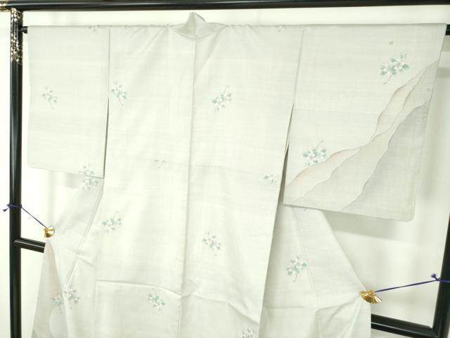 平和屋着物●訪問着 白大島 9マルキ 枝花文 正絹 逸品 DABH9180ps