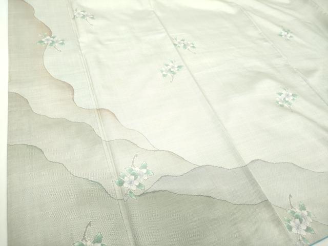 平和屋着物●訪問着 白大島 9マルキ 枝花文 正絹 逸品 DABH9180ps