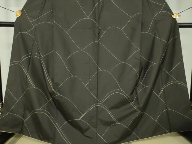 平和屋着物●本場大島紬 訪問着 刺し子 総刺繍 重ね山文 正絹 逸品 DABH9186ps