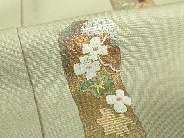 平和屋着物●訪問着 竹屋町刺繍 短冊花文 金彩 正絹 逸品 DABH9188ps