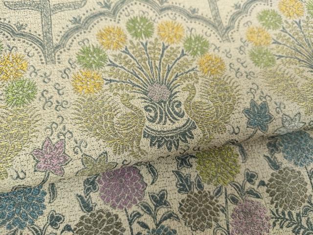 平和屋着物●訪問着 お召地 孔雀更紗花文 正絹 逸品 DABH9191ps