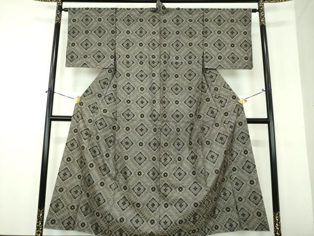 平和屋着物●本場大島紬 龍郷絣 花菱文 正絹 逸品 DABH9195ps