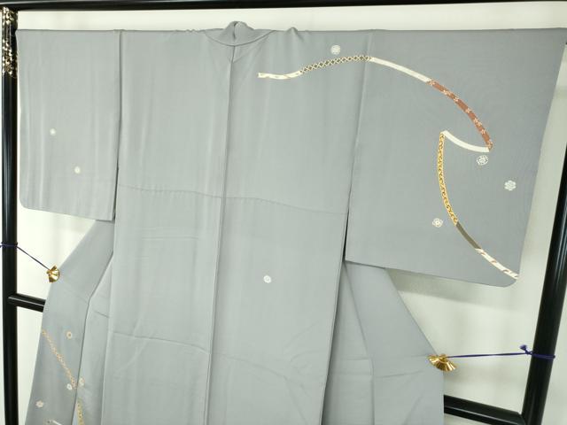 平和屋着物●訪問着 駒刺繍 鬘帯花文 金彩 正絹 逸品 DABH9198ps