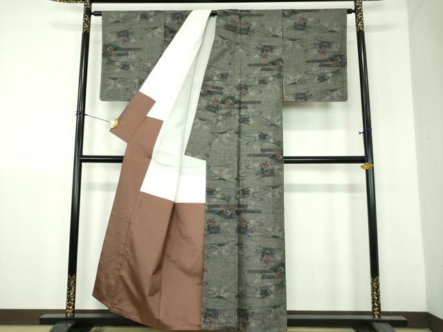 平和屋着物●本場大島紬 9マルキ 流水花文 正絹 逸品 未使用 DABH9203ps