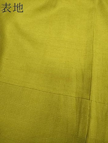 平和屋着物●上質な紬 色無地 鶸色 正絹 逸品 DABH9204ps