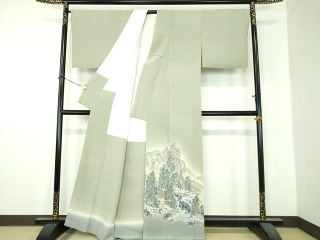平和屋着物●本加賀友禅作家 浅野冨治男 訪問着 友禅 飛鳥風景 暈し染め 正絹 逸品 DABH9208ps
