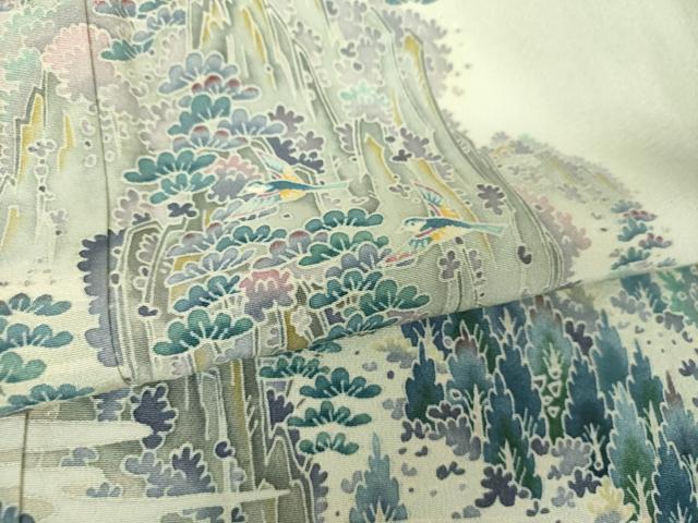 平和屋着物●本加賀友禅作家 浅野冨治男 訪問着 友禅 飛鳥風景 暈し染め 正絹 逸品 DABH9208ps