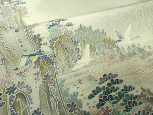 平和屋着物●本加賀友禅作家 浅野冨治男 訪問着 友禅 飛鳥風景 暈し染め 正絹 逸品 DABH9208ps