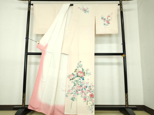 平和屋着物●訪問着 友禅 草花文 正絹 逸品 DABH9217ps