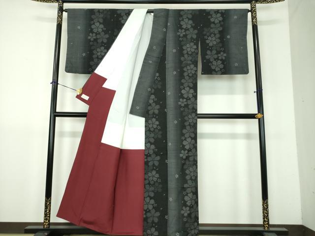 平和屋着物●結城眞綿紬 80亀甲 桜間道 黒地 やまと金ラベル 藤貫謹製 証紙付き 正絹 逸品 DABH9221ps