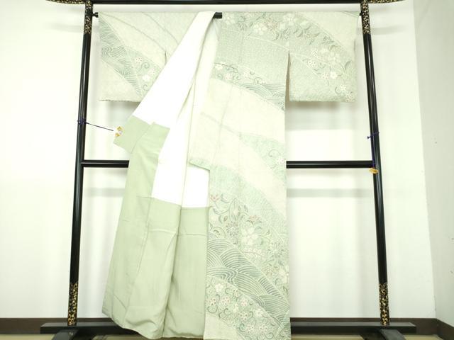 平和屋着物●名門 藤娘きぬたや・総絞り 訪問着 花唐草文 正絹 逸品 DABH9227ps